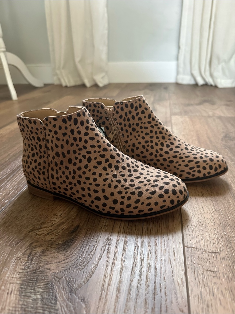 NWT! Cat & Jack Booties, Animal Print, Fall, Winter, Faux Suede, Short Heel, 4